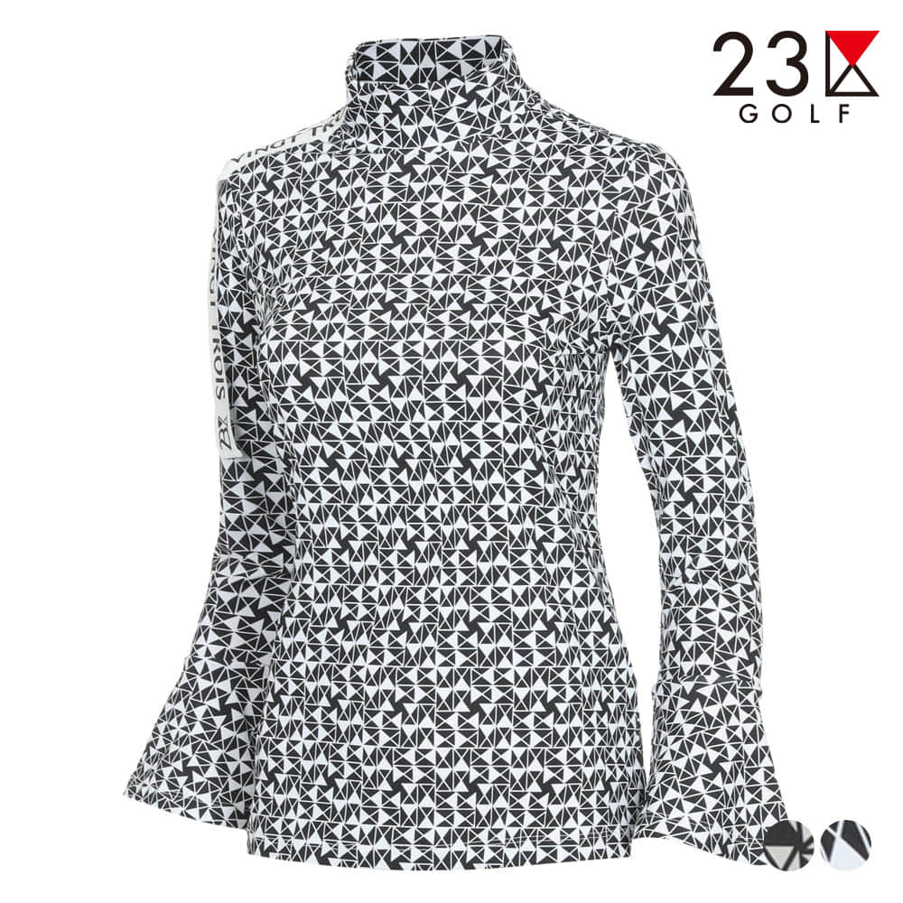 [23구골프] 여성 패턴 반넥 소매포인트티셔츠 EM1LTS006