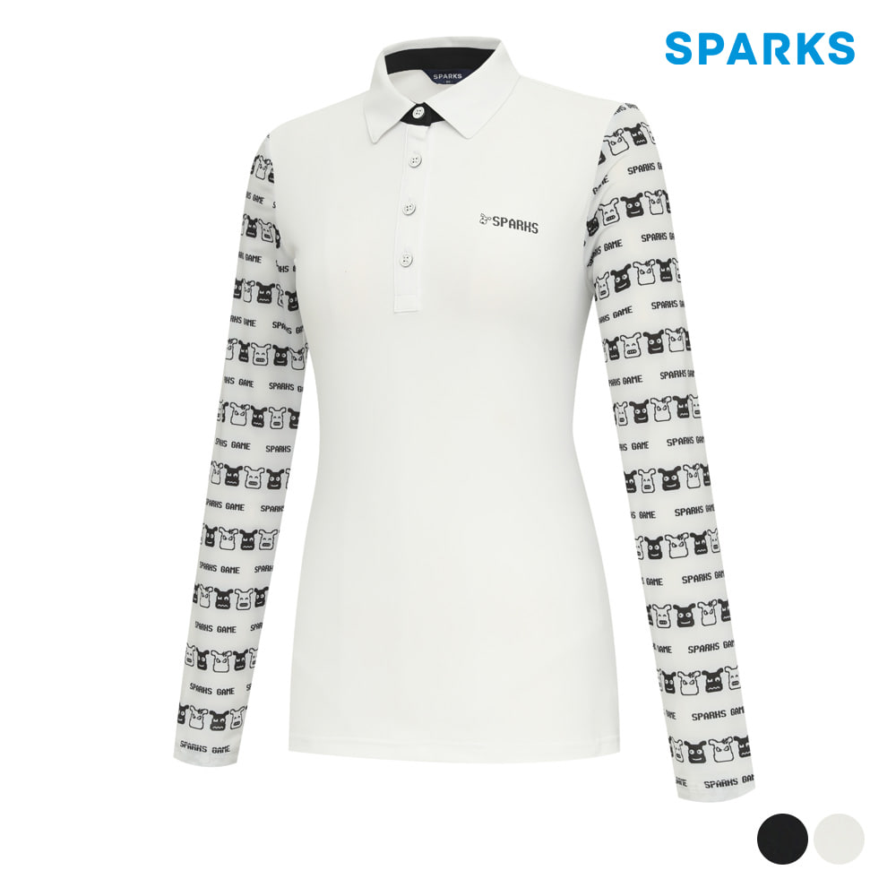 [스팍스]여성 냉감 배색 긴팔 카라 티셔츠 SL1LTS003