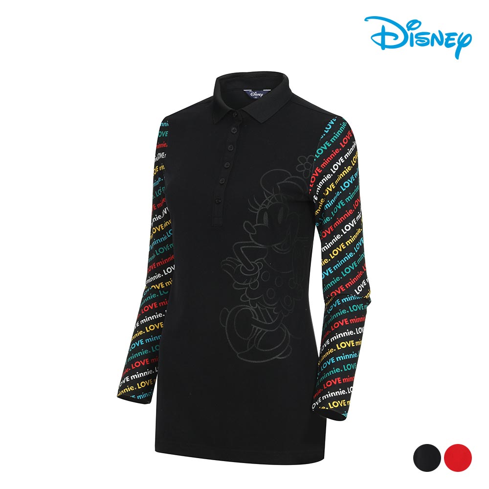 [디즈니골프] 여성 레터링 패턴 슬리브 티셔츠 DK3LTS011
