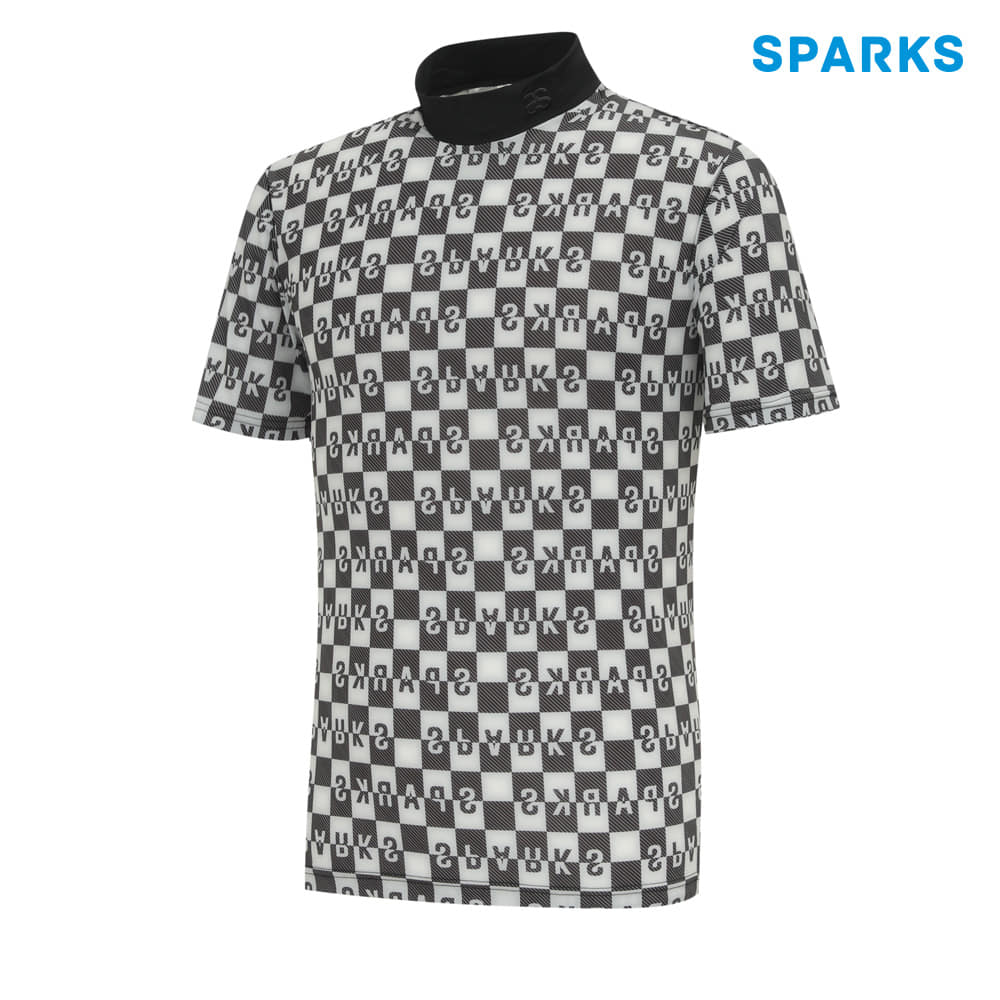 [스팍스] 남성 로고 패턴 냉감 하이넥 하프넥 반팔 티셔츠 SN2MTS030